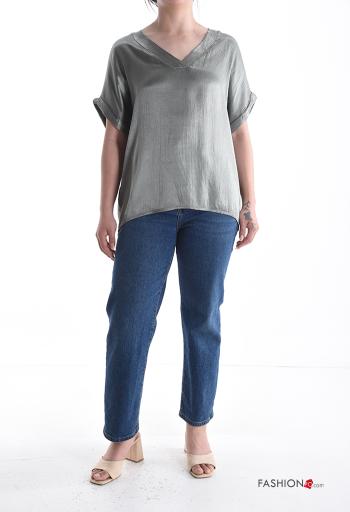 Blusa manga corta con cuello en v - ph 5