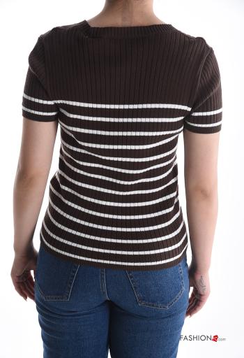 T-shirt in Cotone maniche corte costine girocollo Fantasia righe - ph 2