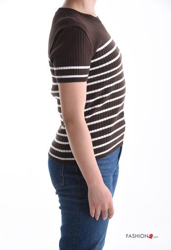 T-shirt in Cotone maniche corte costine girocollo Fantasia righe - ph 3