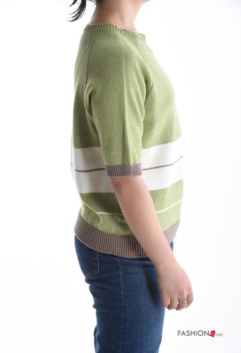 Maglione in Cotone maniche corte girocollo Fantasia righe - ph 3
