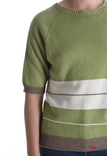 Maglione in Cotone maniche corte girocollo Fantasia righe - ph 4