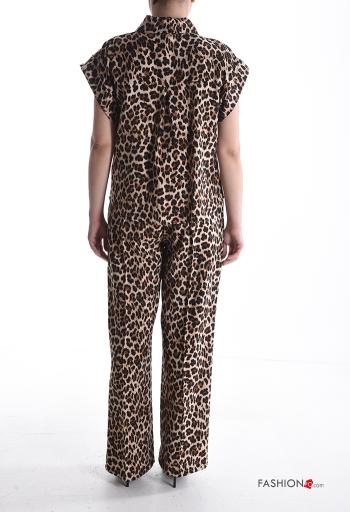 Coordinato maniche corte con colletto Fantasia animalier con elastico con bottoni con tasche - ph 2