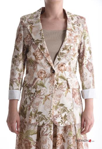 Giacca in Cotone maniche lunghe Fantasia floreale con bottoni senza fodera - ph 1