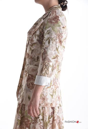 Giacca in Cotone maniche lunghe Fantasia floreale con bottoni senza fodera - ph 3