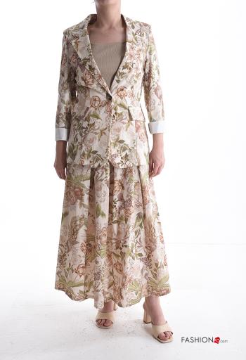 Giacca in Cotone maniche lunghe Fantasia floreale con bottoni senza fodera - ph 5