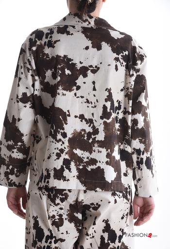 Blusão em Algodão manga comprida Padrão animal com botões sem forro - ph 2