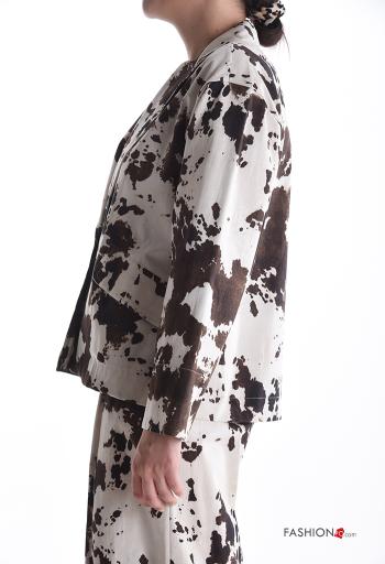 Blusão em Algodão manga comprida Padrão animal com botões sem forro - ph 3