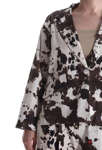 Blusão em Algodão manga comprida Padrão animal com botões sem forro - ph 4