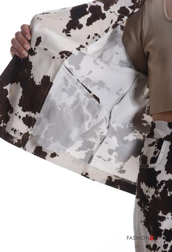 Blusão em Algodão manga comprida Padrão animal com botões sem forro - ph 6