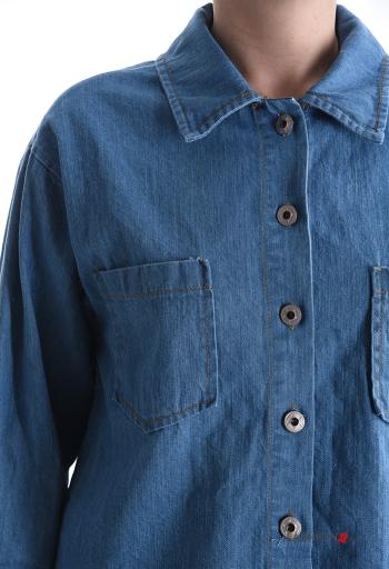 long sleeve with collar denim Cotton Jacket with buttons with pockets - ph 4