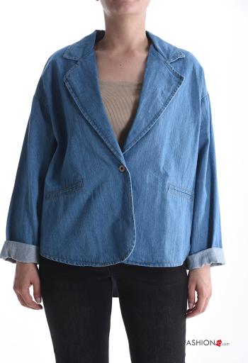 denim long sleeve Cotton Jacket with buttons without lining - ph 1