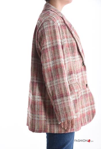Tartan long sleeve Cotton Jacket with buttons with lining - ph 3