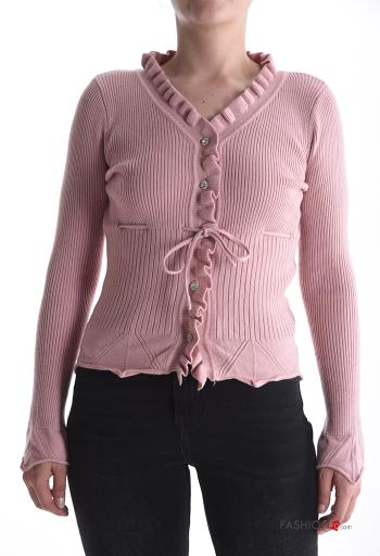 Ribbed long sleeve Cardigan with buttons with v-neck - ph 1