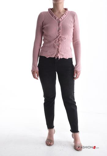 Ribbed long sleeve Cardigan with buttons with v-neck - ph 5