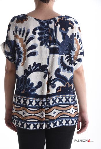 Blouse manches courtes col rond Imprimé batik à boutons - ph 2