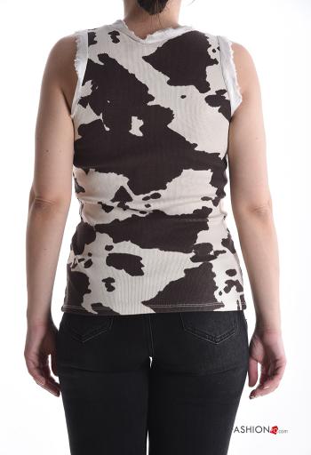 Canotta in Cotone Fantasia animalier scollo a V - ph 2