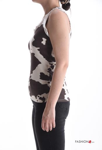 Canotta in Cotone Fantasia animalier scollo a V - ph 3