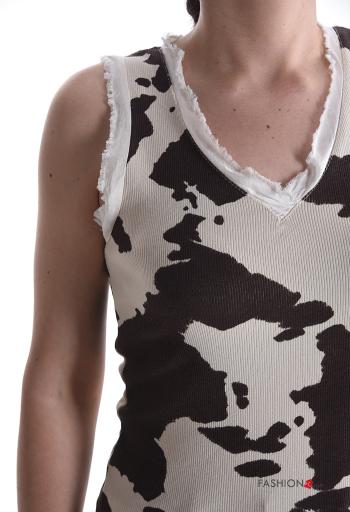 Canotta in Cotone Fantasia animalier scollo a V - ph 4