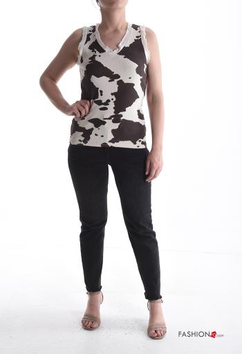 Canotta in Cotone Fantasia animalier scollo a V - ph 5