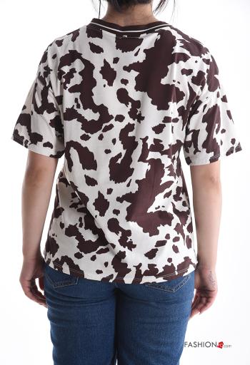 Animal print short sleeve crew neck Cotton T-shirt - ph 2