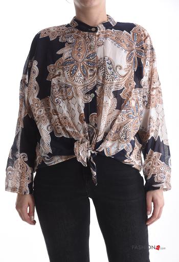 Camicia in Cotone maniche lunghe Fantasia paisley con bottoni