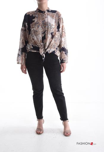 Camicia in Cotone maniche lunghe Fantasia paisley con bottoni - ph 5