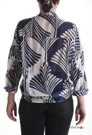 Camicia in Cotone maniche lunghe Fantasia astratta con bottoni - ph 2