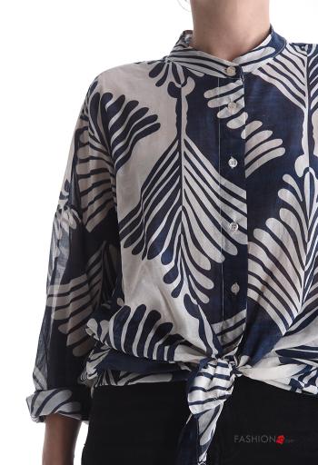 Camicia in Cotone maniche lunghe Fantasia astratta con bottoni - ph 4