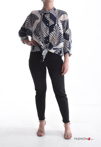 Camicia in Cotone maniche lunghe Fantasia astratta con bottoni - ph 5
