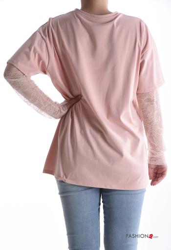 Maglietta a manica lunga in Cotone pizzo girocollo - ph 2