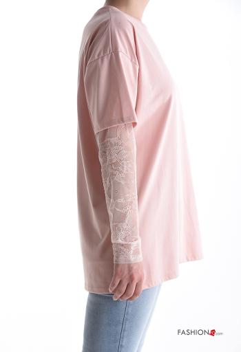 Maglietta a manica lunga in Cotone pizzo girocollo - ph 3