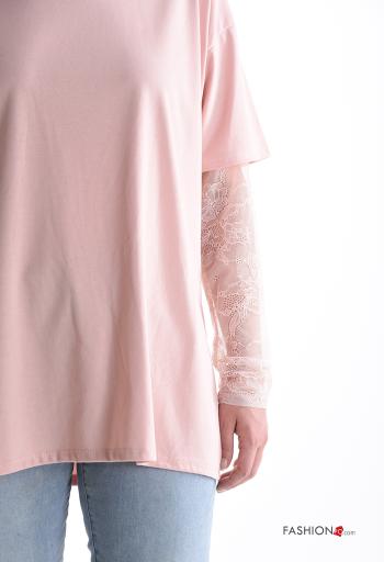 Maglietta a manica lunga in Cotone pizzo girocollo - ph 4