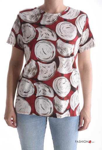 T-shirt in Cotone maniche corte girocollo Fantasia astratta