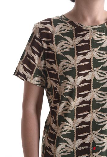 T-shirt en Coton manches courtes col rond Imprimé feuilles - ph 4