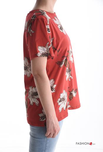 T-shirt in Cotone maniche corte girocollo Fantasia floreale - ph 3
