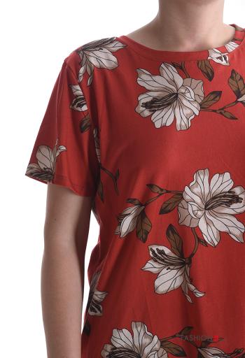 T-shirt in Cotone maniche corte girocollo Fantasia floreale - ph 4