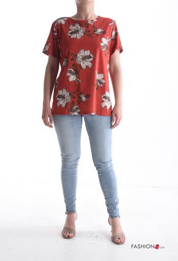 T-shirt in Cotone maniche corte girocollo Fantasia floreale - ph 5