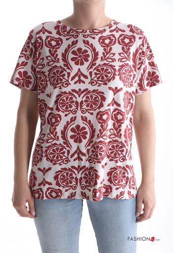 T-shirt in Cotone maniche corte girocollo Fantasia stampata