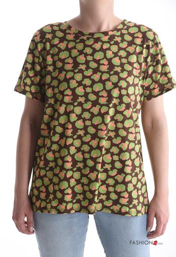 T-shirt in Cotone maniche corte girocollo Fantasia stampata