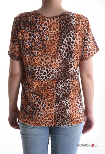 T-shirt in Cotone maniche corte girocollo Fantasia animalier - ph 2