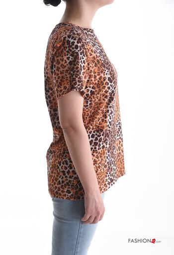 T-shirt in Cotone maniche corte girocollo Fantasia animalier - ph 3