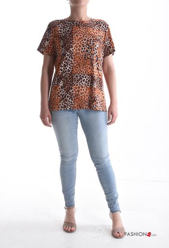 T-shirt in Cotone maniche corte girocollo Fantasia animalier - ph 5