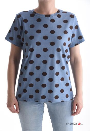 T-shirt in Cotone maniche corte girocollo Fantasia pois
