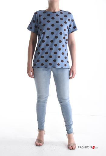 T-shirt in Cotone maniche corte girocollo Fantasia pois - ph 5