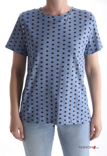 T-shirt in Cotone maniche corte girocollo Fantasia pois