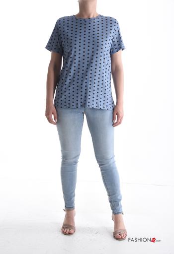 T-shirt in Cotone maniche corte girocollo Fantasia pois - ph 5