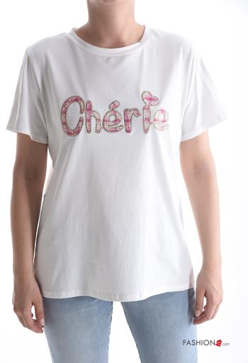 Lettering print short sleeve crew neck Cotton T-shirt - ph 1