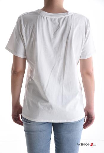 Lettering print short sleeve crew neck Cotton T-shirt - ph 2