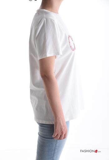 Lettering print short sleeve crew neck Cotton T-shirt - ph 3