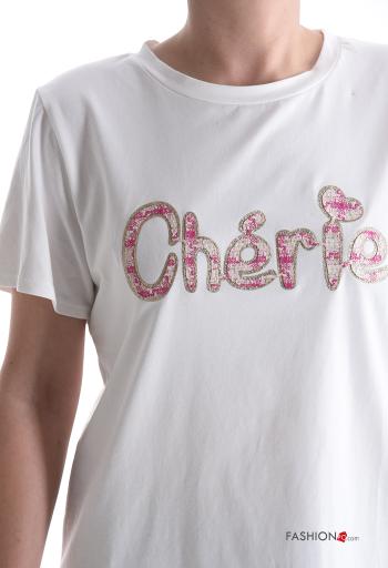 Lettering print short sleeve crew neck Cotton T-shirt - ph 4